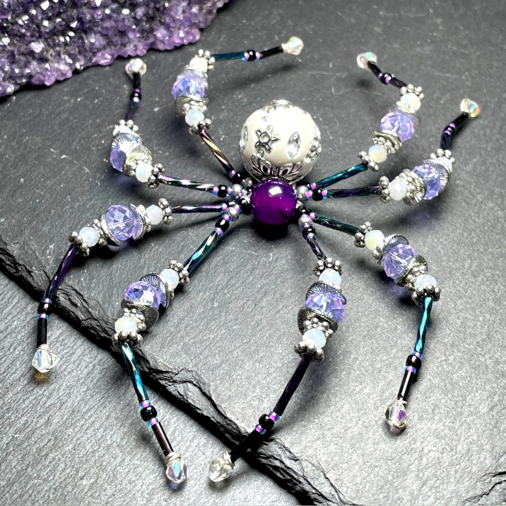 Purple Crystal Suncatcher |Purple Spider Ornament | Artisan Designed